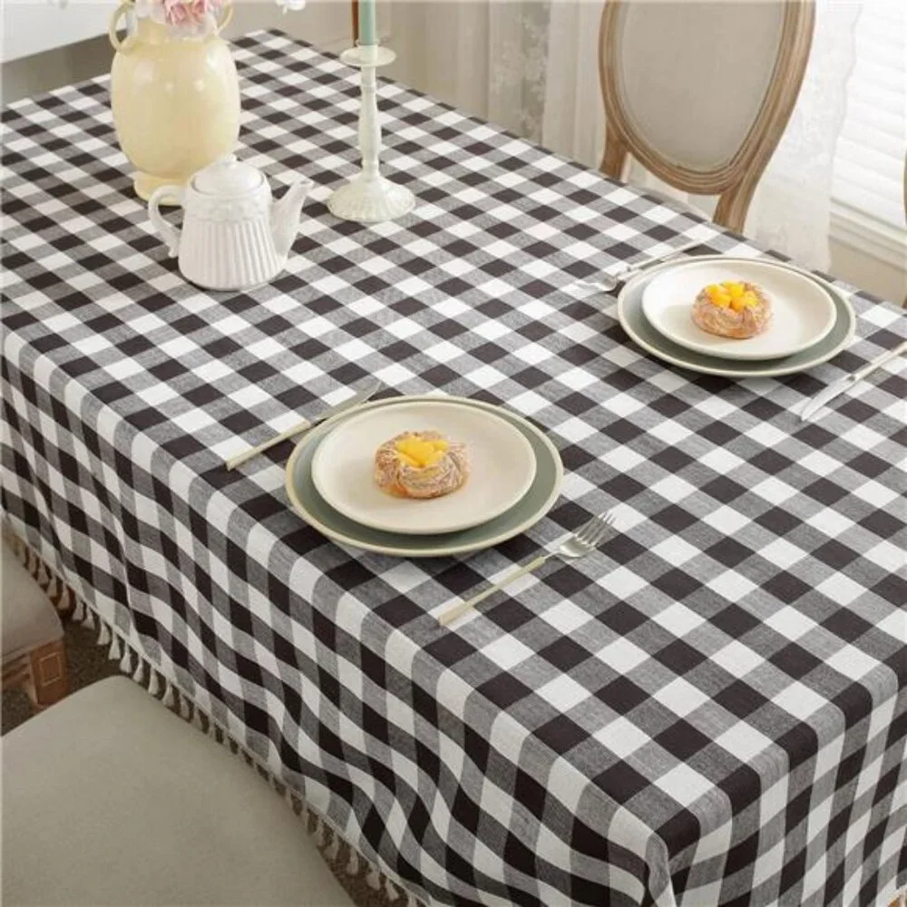 Farmhouse Tablecloth Square Checkered Buffalo Plaid Cottage Decor Table Cover